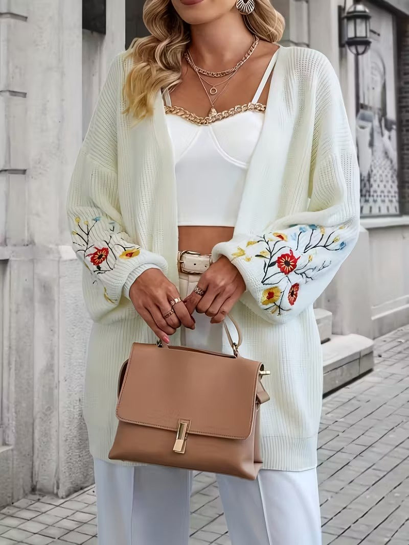 Damski Długi Kardigan z Otwartym Przodem