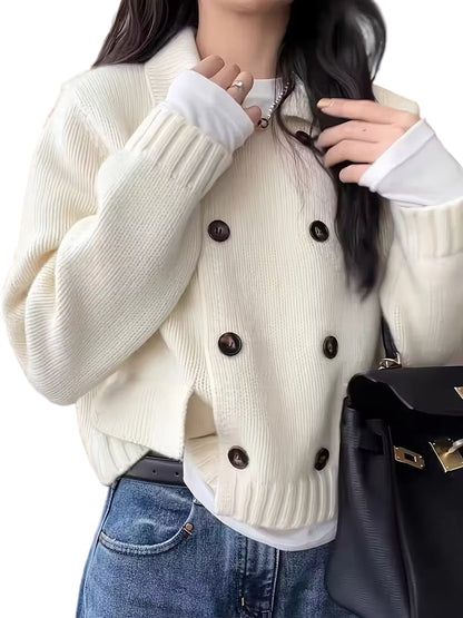 Damski Kardigan Zapinany na Guziki z Kołnierzem