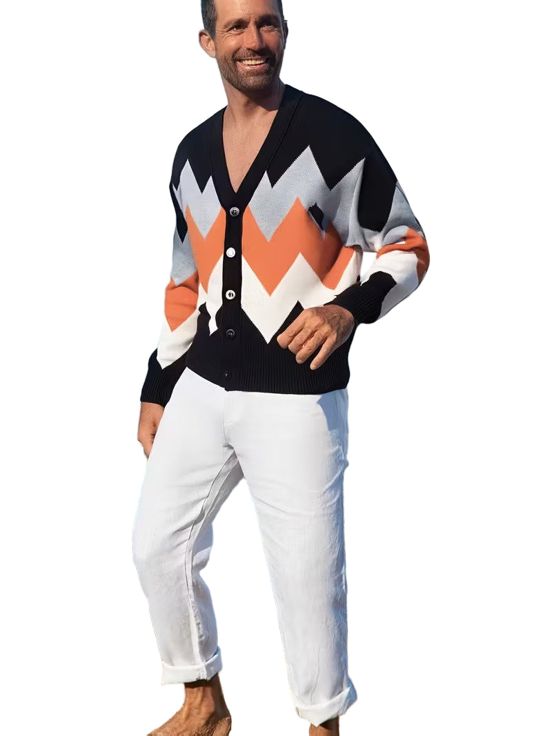 Męski Kardigan z Wzorem w Zygzaki