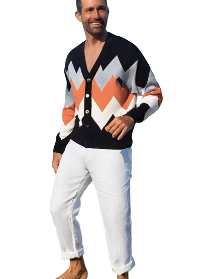Męski Kardigan z Wzorem w Zygzaki