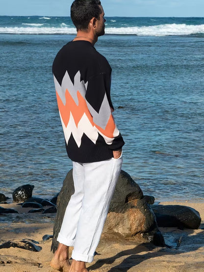 Męski Kardigan z Wzorem w Zygzaki