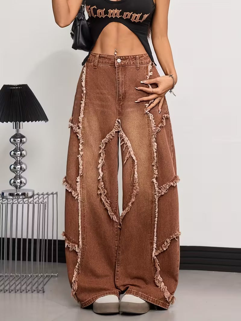 Spodnie Damskie z Wysokim Stanem i Szerokimi Nogawkami