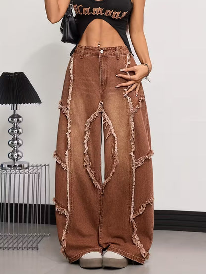 Spodnie Damskie z Wysokim Stanem i Szerokimi Nogawkami