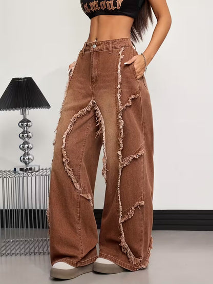 Spodnie Damskie z Wysokim Stanem i Szerokimi Nogawkami